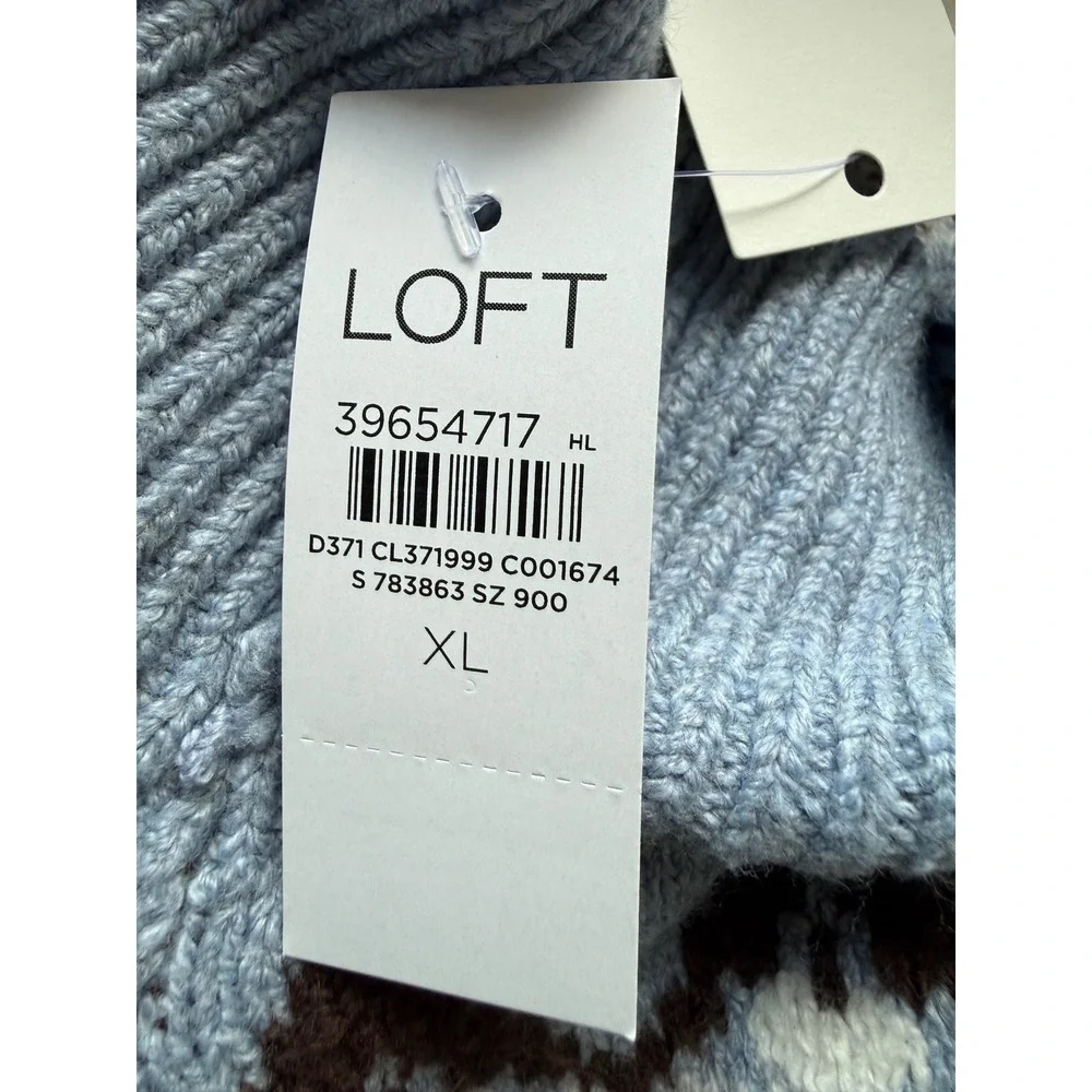 Loft Dog Sweater XL Blue Fair Isle Knit Turtleneck Pet Vest